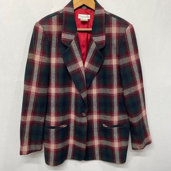 Vintage Private Concepts Women Blazer Jacket Size 16 Wool Polyester B333 -16 - Picture 11 of 16